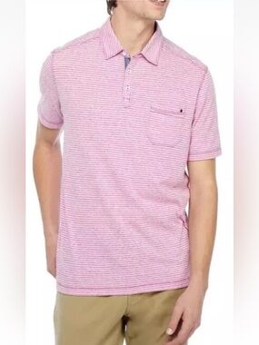 Tommy Bahama Men's Sand Harbor Stripe Polo Shirt Size XL Relaxed Soft Beachy